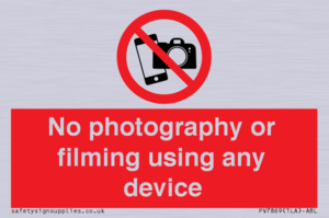 No photography or filming using any device